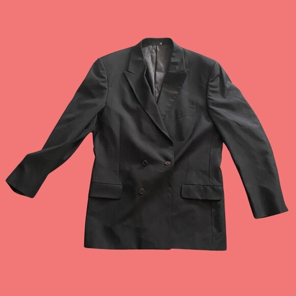 🔥 Calvin Klein Black Double-Breasted Blazer | M - Picture 2 of 6